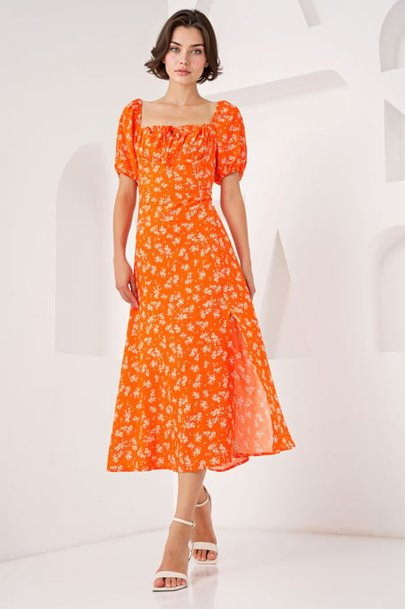 Bloemenprint Midi-jurk met Strik - Image 4
