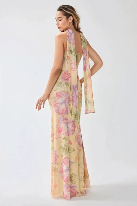 Strapless Bloemen Bodycon Maxi Jurk - Image 2
