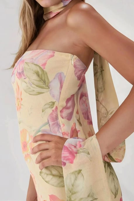 Strapless Bloemen Bodycon Maxi Jurk - Image 3
