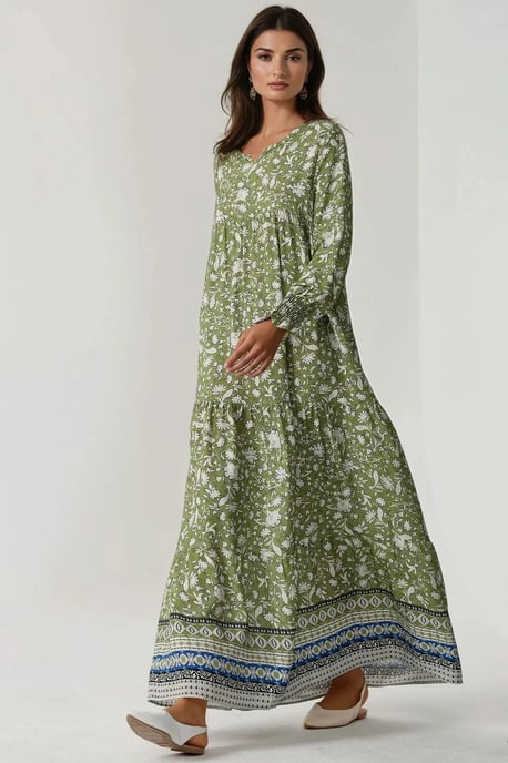 Geprinte Viscose Maxi Jurk met Ronde Hals - Image 2