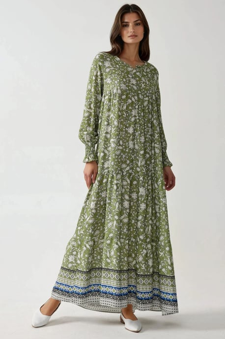 Geprinte Viscose Maxi Jurk met Ronde Hals - Image 3