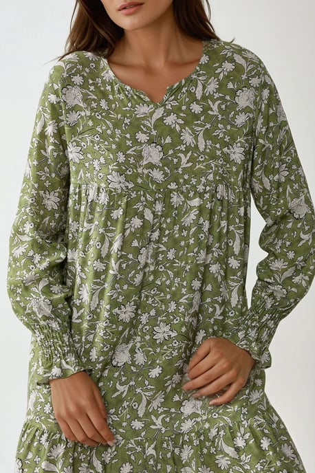 Geprinte Viscose Maxi Jurk met Ronde Hals - Image 4