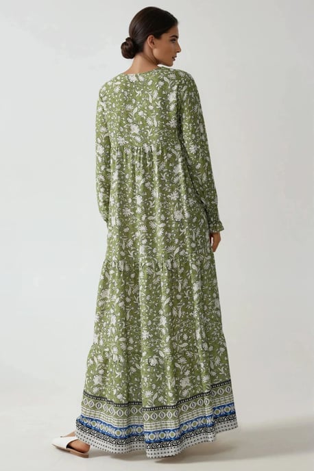 Geprinte Viscose Maxi Jurk met Ronde Hals - Image 5