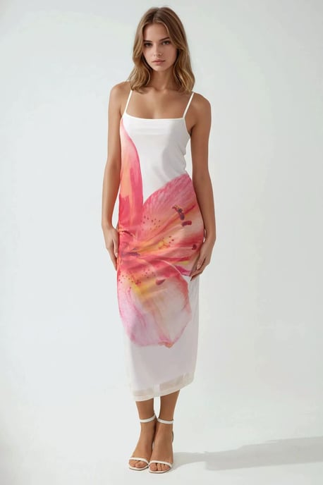 Vierkante Kraag Bodycon Jurk met Bloemenprint - Image 2