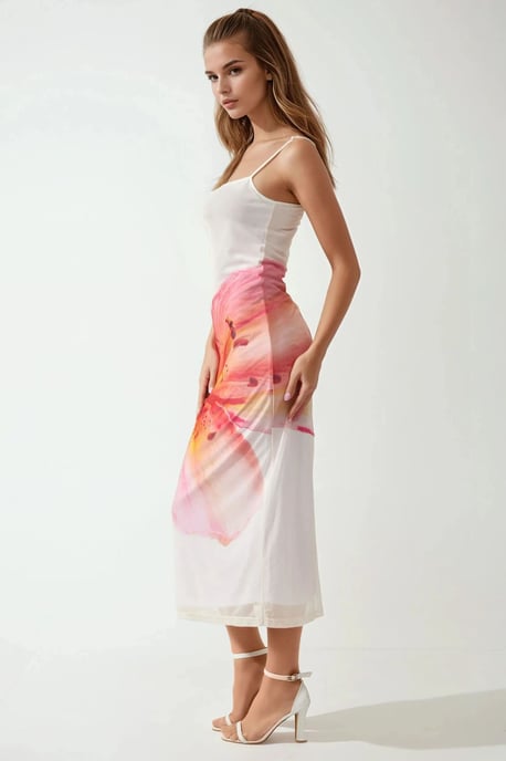 Vierkante Kraag Bodycon Jurk met Bloemenprint - Image 4