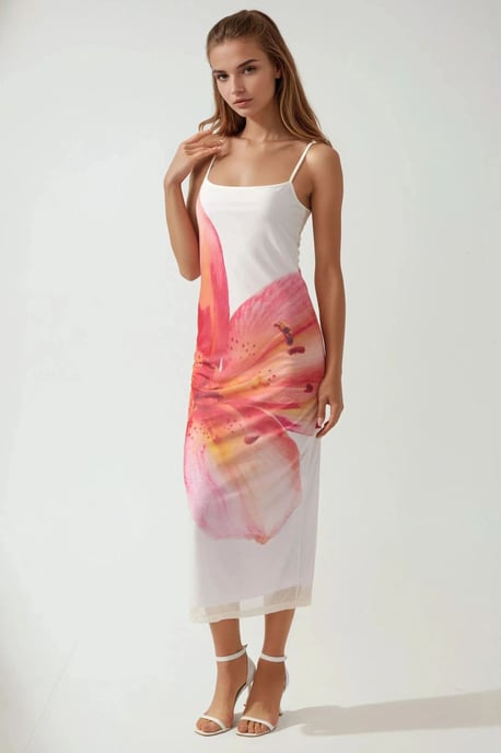 Vierkante Kraag Bodycon Jurk met Bloemenprint - Image 5