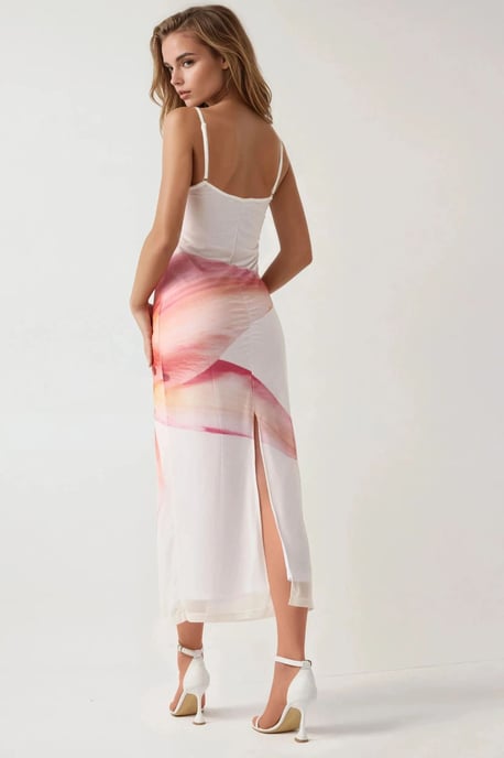Vierkante Kraag Bodycon Jurk met Bloemenprint - Image 6