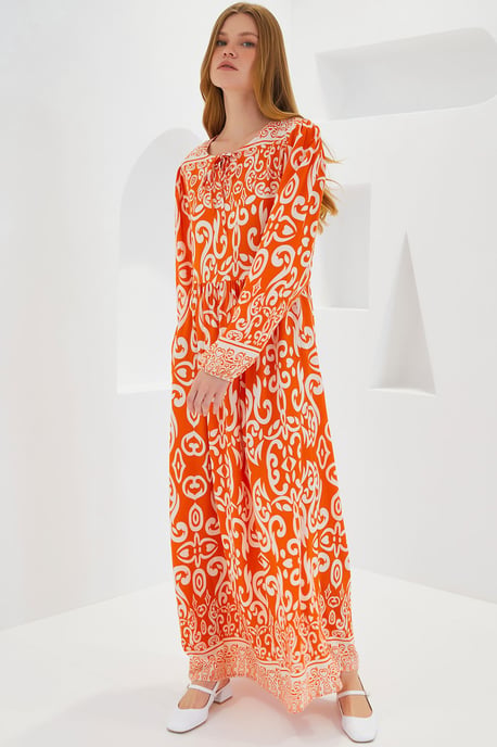 Geprinte Maxi-jurk met Strikdetail - Image 2