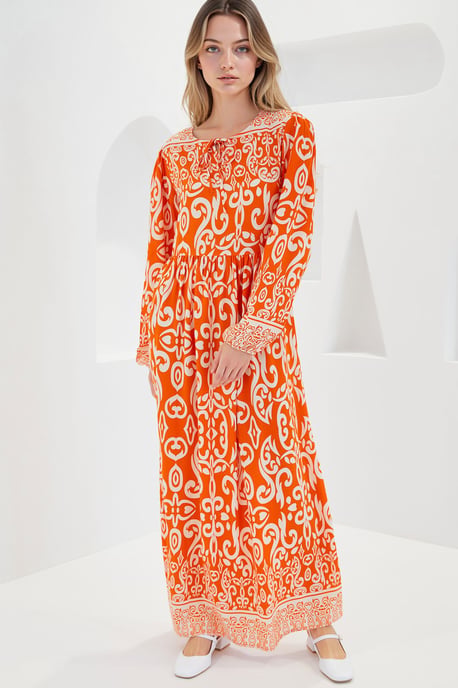 Geprinte Maxi-jurk met Strikdetail - Image 3