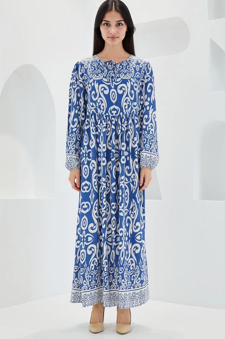 Patronen Maxi Jurk met Strikdetail - Image 1