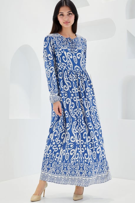 Patronen Maxi Jurk met Strikdetail - Image 3