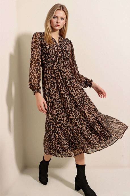 V-hals Midi-jurk met knoopsluiting - Image 2