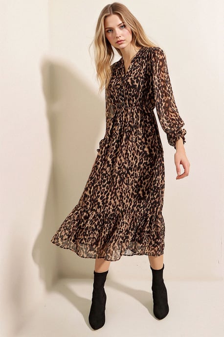 V-hals Midi-jurk met knoopsluiting - Image 3