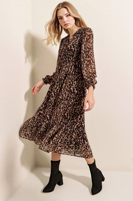 V-hals Midi-jurk met knoopsluiting - Image 4
