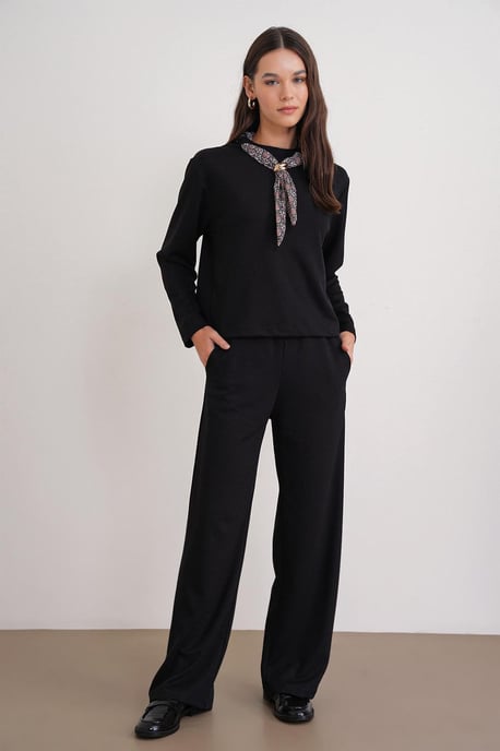 Crew Neck Gebreide Actieve Set met Sweatshirt en Broek - Image 1