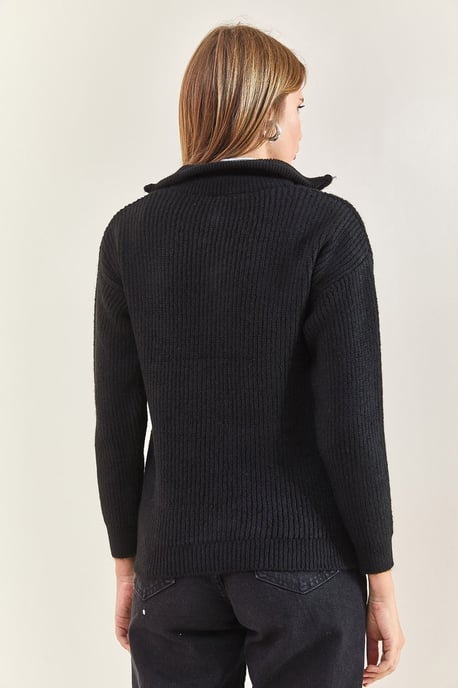 Oversized Textuurtrui met Ritskraag - Image 5