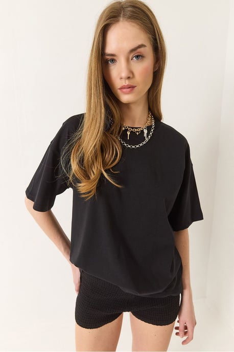 Ontspannen Pasvorm Crew Neck Katoenen T-Shirt met Split - Image 4