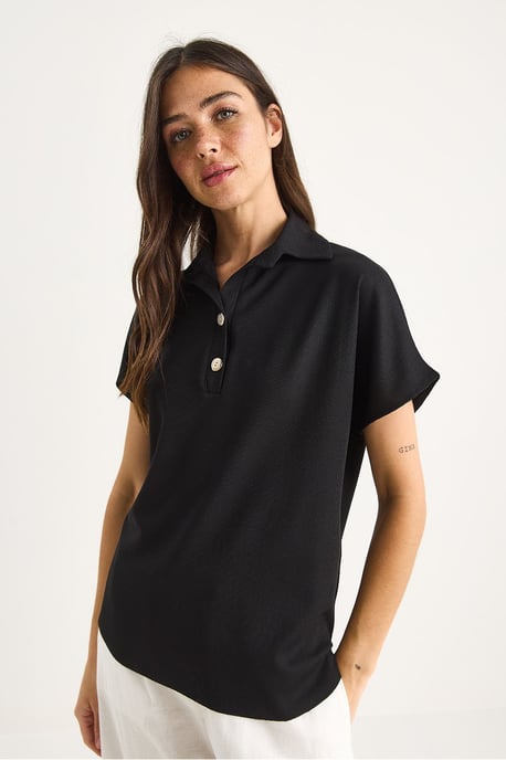 Ontspannen Pasvorm Gepofte Polo T-Shirt - Image 3