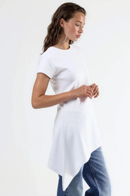 Asymmetrische Korte Mouwen Crew Neck T-Shirt - Image 3