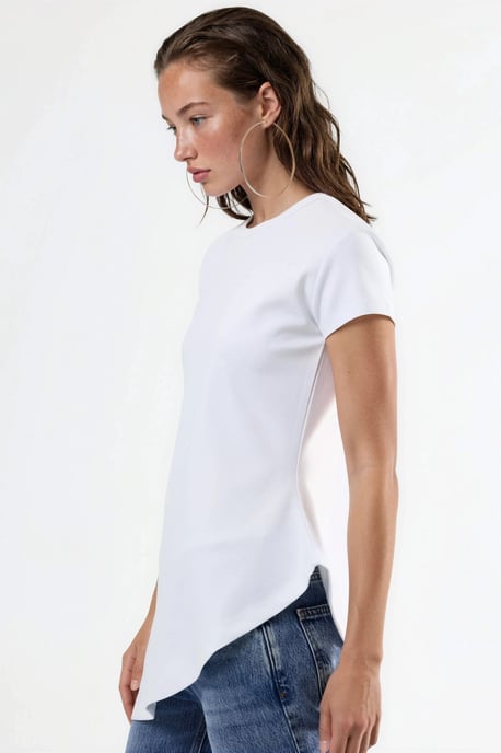Asymmetrische Korte Mouwen Crew Neck T-Shirt - Image 4