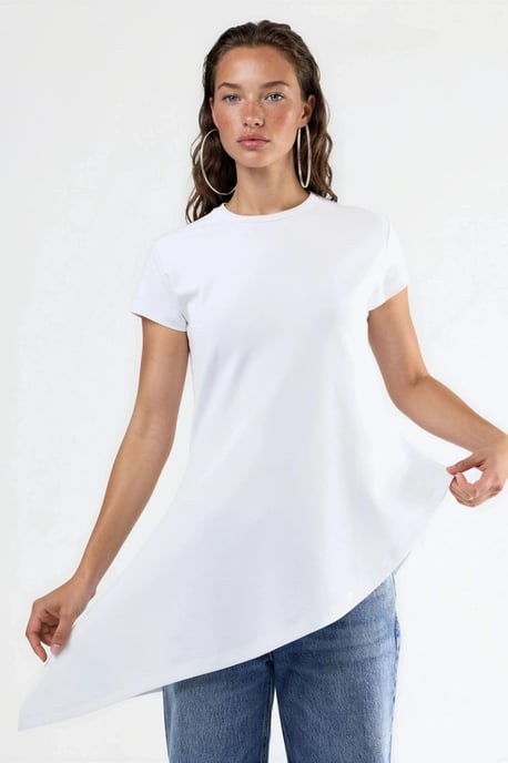 Asymmetrische Korte Mouwen Crew Neck T-Shirt - Image 5