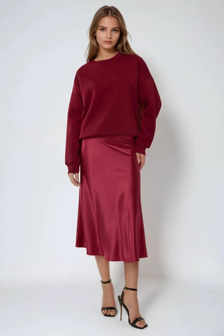 Hoge Taille Satijnen Midi Rok - Image 2