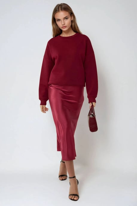 Hoge Taille Satijnen Midi Rok - Image 3