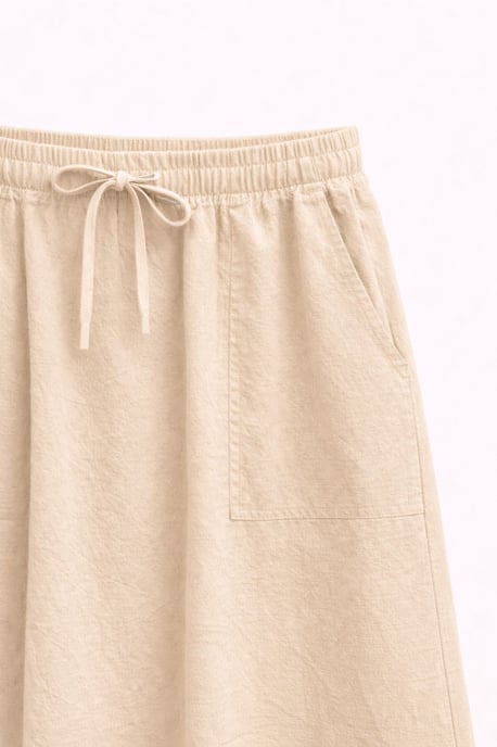Hoge Taille Poplin Rok met Touwtje Detail - Image 2
