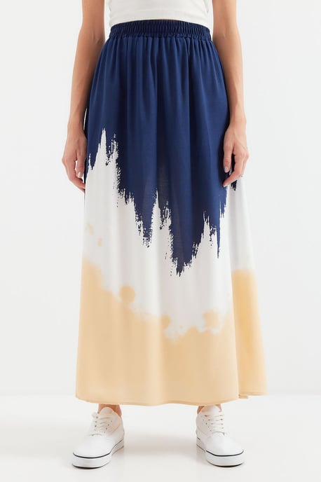 Gradient Maxi Rok met Elastische Taille - Image 2
