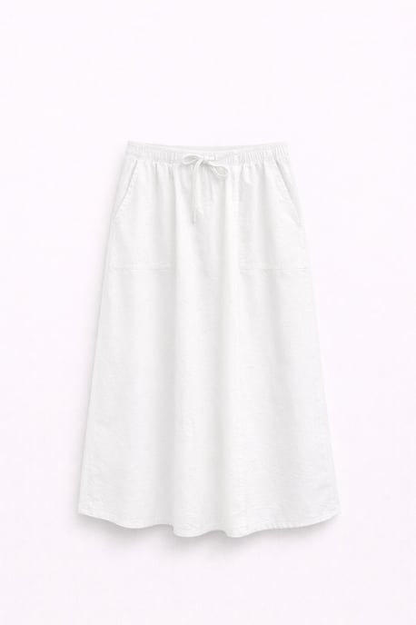 Hoge Taille Poplin Rok met Touwtje Detail - Image 1