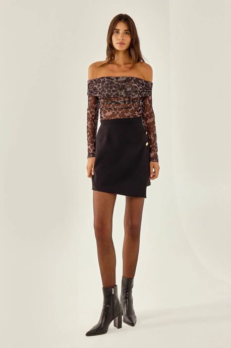 Mini Wrap Rok Met Gouden Knoopdetails - Image 4