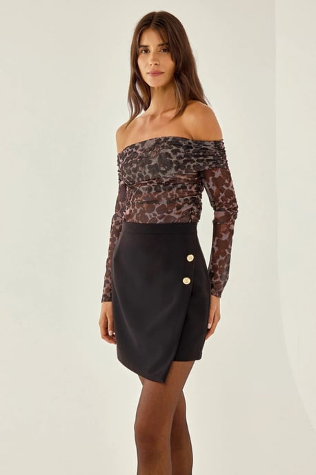 Mini Wrap Rok Met Gouden Knoopdetails - Image 5