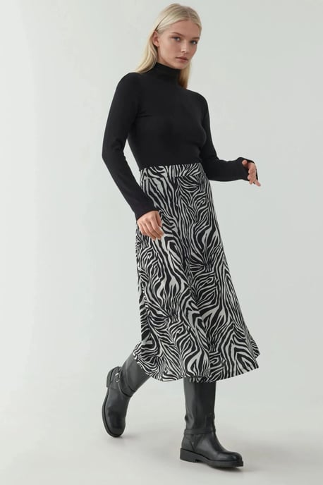 Hoge Taille Zebra Print Midi Rok - Image 2