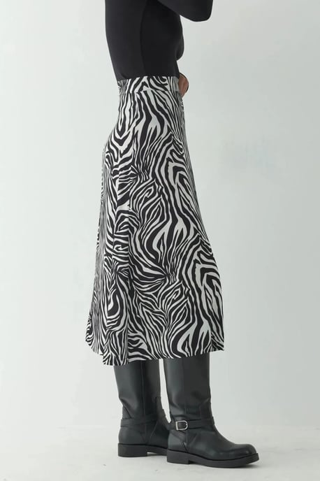 Hoge Taille Zebra Print Midi Rok - Image 4