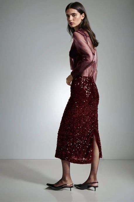 Pailletten Midi Rok met een Sleuf - Image 3