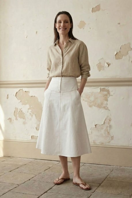 Hoge Taille A-Lijn Midi Rok met Zakjes - Image 5
