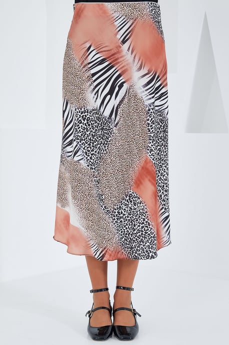 Satin A-Lijn Elastische Taille Midi Rok - Image 3