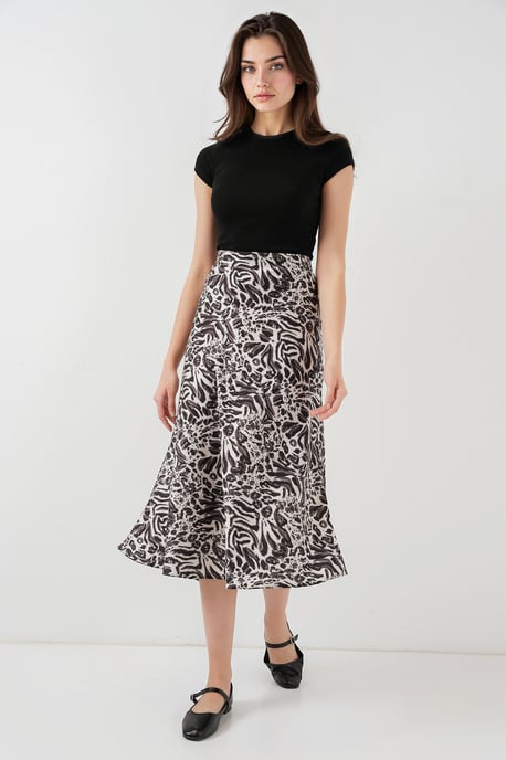 Satijnen A-Lijn Midi Rok met Elastische Taille - Image 1