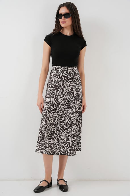Satijnen A-Lijn Midi Rok met Elastische Taille - Image 3