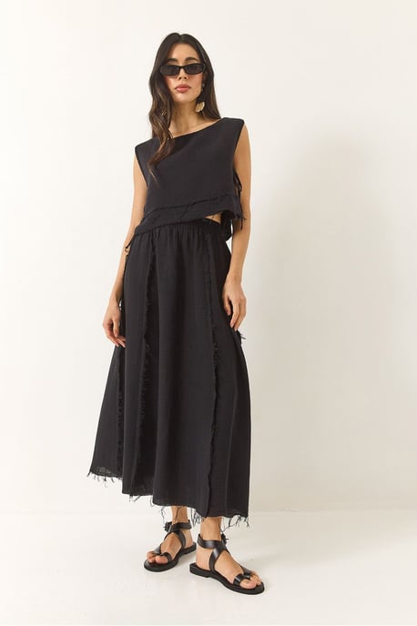 Textuur Blouse & Rok Muslin Stof Twee-Delige Set - Image 2