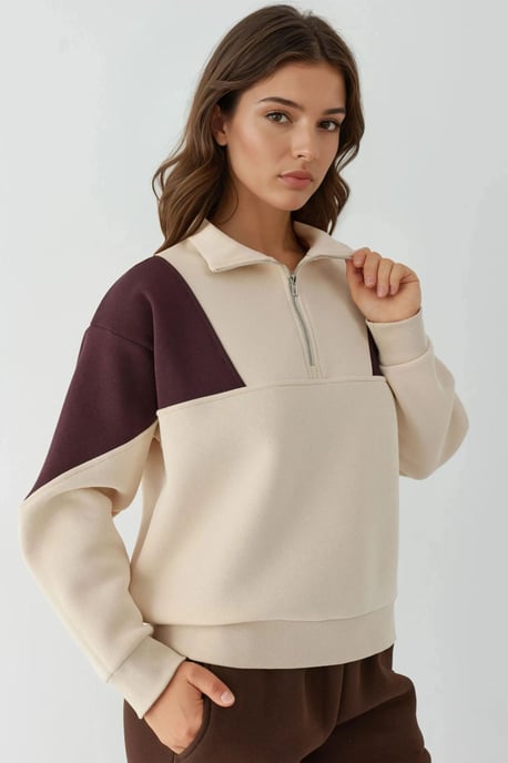 Verhoogde Ritskraag Comfortabele Sweater - Image 2