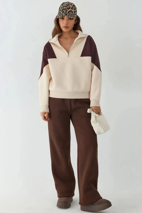 Verhoogde Ritskraag Comfortabele Sweater - Image 4