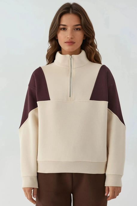 Verhoogde Ritskraag Comfortabele Sweater - Image 6