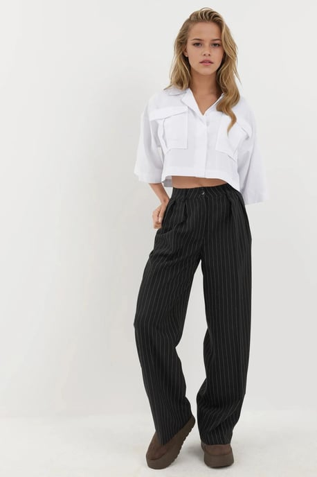 Gestreepte Wijdere Plissé Palazzo Broek - Image 3