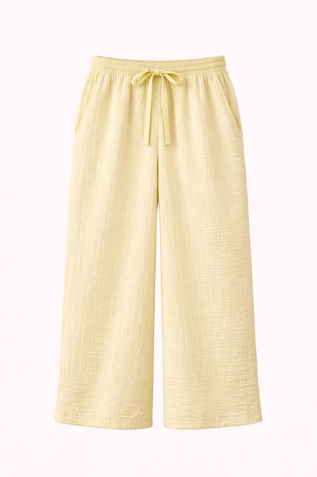 Hoge Taille Textuur Muslin Stof Broek - Image 1