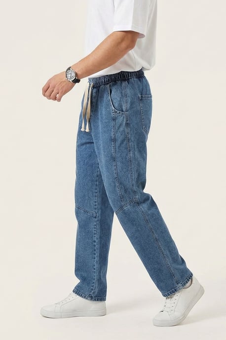 Baggy Denim Broek met Koord Taille - Image 3