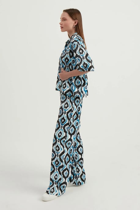 Satin Geometrische Hoge Taille Boho Broek - Image 2