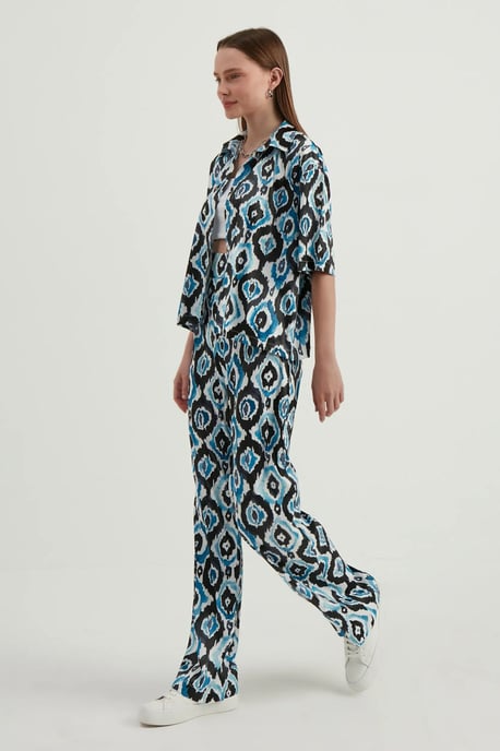 Satin Geometrische Hoge Taille Boho Broek - Image 3