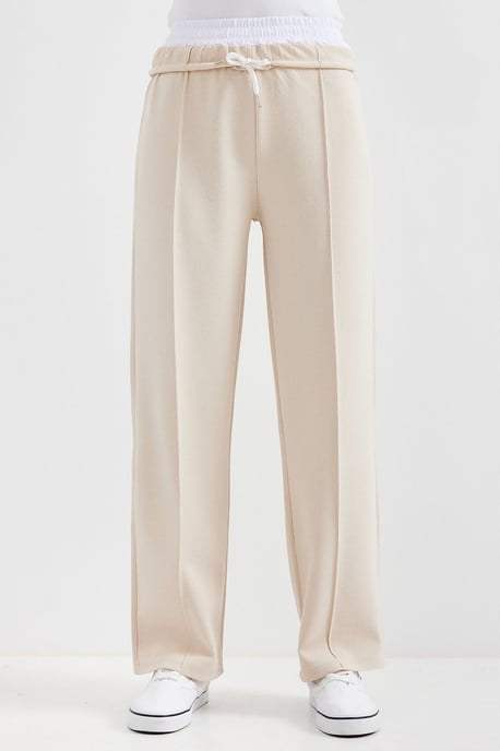 Textuur Geweven Cropped Wijde Joggingbroek - Image 2