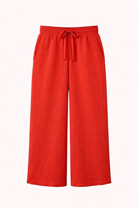 Hoge Taille Textuur Muslin Stof Broek - Image 1